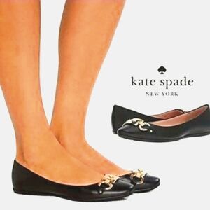 Kate Spade of New York "PAYTON" Black Leather Ballet Shoes Size 6 B